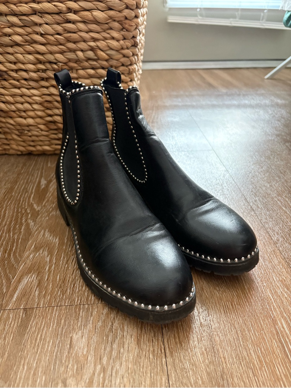 Nasty Gal Black Studded Chelsea Combat Boots